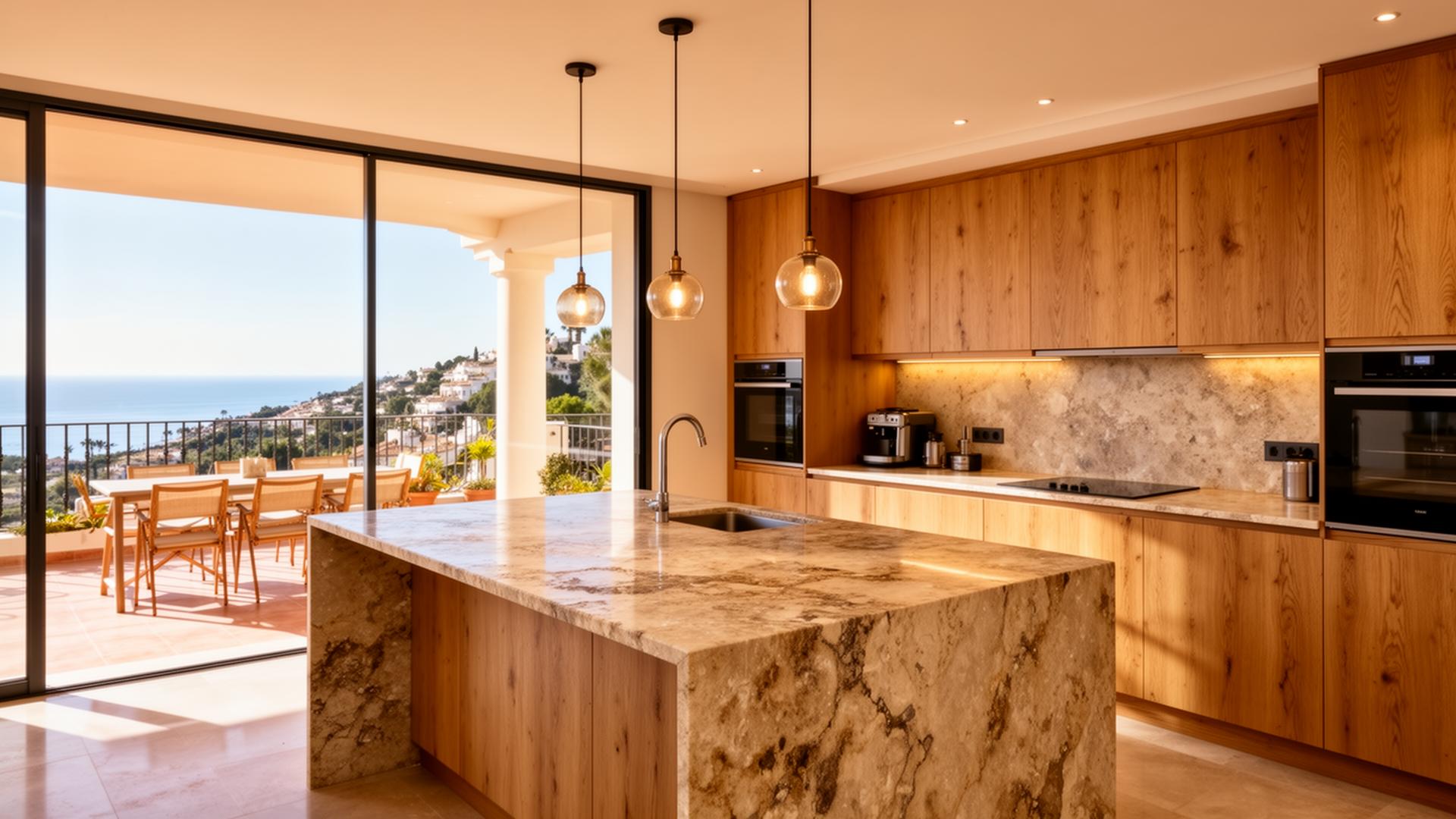 Designer kitchen in premium Costa del Sol penthouse